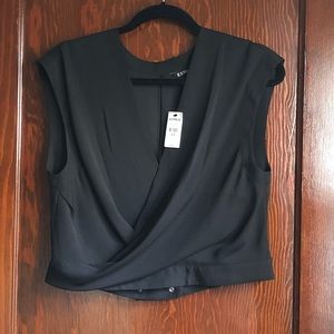 Express M drape front open back crop top